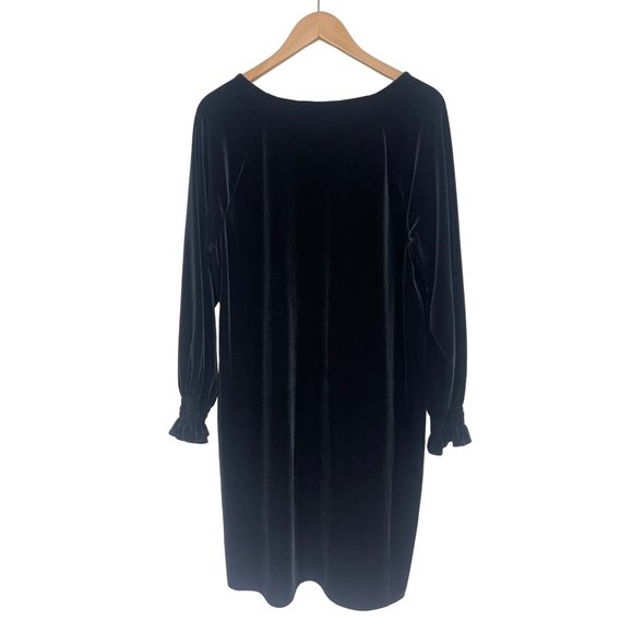 Size Large NINE WEST BLACK VELVET DRESS Special Occasion Holiday Party Wedding - Picture 5 of 7